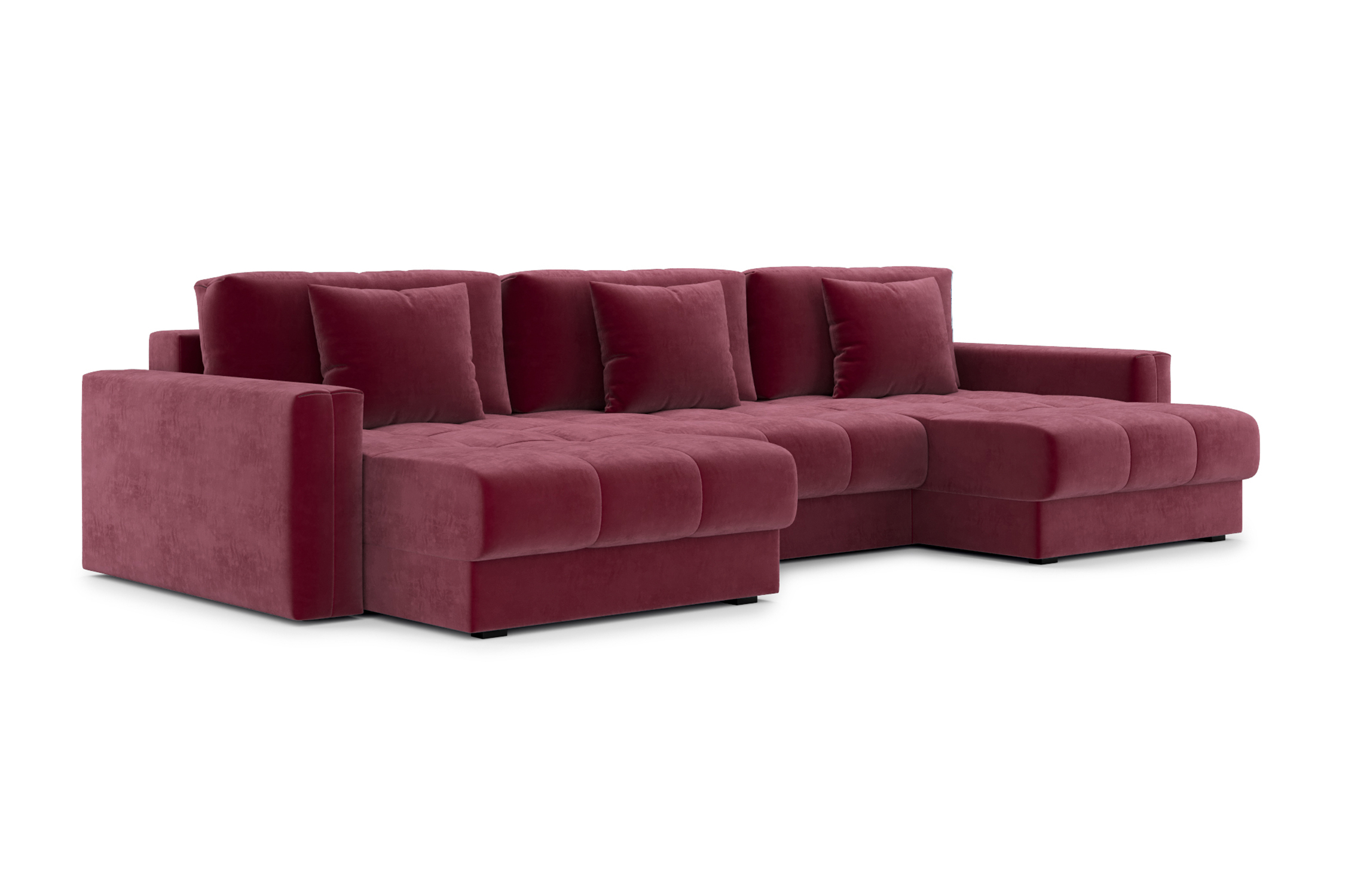 Диван п-образный тик-так Монарх М1О2 бордовый