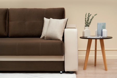 Диван еврокнижка Бостон бежевый / коричневый