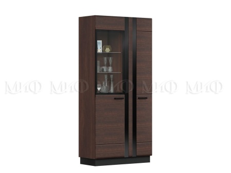 Шкаф со Стеклом Высокий Манифик МДФ (Ш-1000 x В-2126 x Г-442 мм)Дерево/Орех