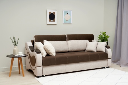 Диван еврокнижка Дублин бежевый / коричневый