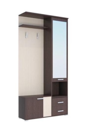 Шкаф с Зеркалом Домино-А Венге/Дуб Молочный (Ш-1000 × В-2050 × Г-323 мм)