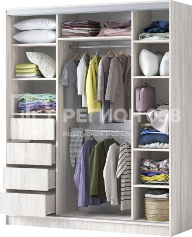 Шкаф-Купе Каролина-10 МДФ Ясень Патина/Артвуд Светлый (Ш-1800 × В-2200 × Г-600 мм)