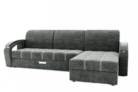 Диван Угловой Дубаи (Пружинный Блок) с Оттоманкой и Ножками-Кубышками (Ш-2750 х Г-1600 х В-750 мм)/Разные Цвета