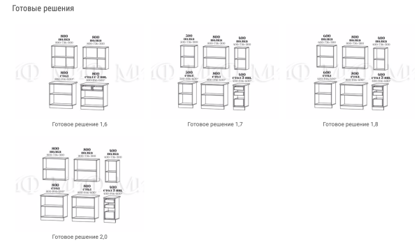 Кухонный Гарнитур Настенька 1600/1700/1800/2000 мм