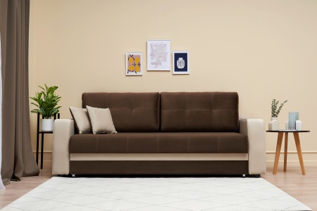 Диван еврокнижка Бостон бежевый / коричневый