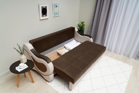 Диван еврокнижка Дублин бежевый / коричневый