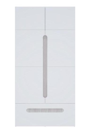 Шкаф 2х-Створчатый с Ящиком Палермо МДФ Ясень Шимо Светлый/ фасад Белый Глянец