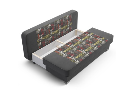 Диван еврокнижка Арвен темно-серый / принт Music Grafit