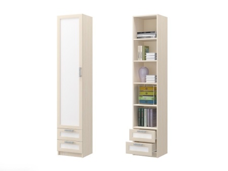 Шкаф ДЮ-06 Юнга-7 ЛДСП Белый ХДФ+Рамочный Профиль/Ясень Шимо Светлый (Д-450 x В-2200 x Г-400 мм)