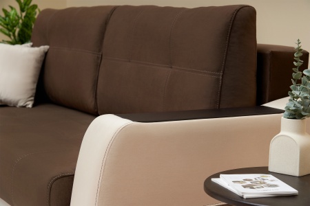 Диван еврокнижка Бостон бежевый / коричневый