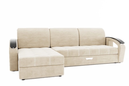 Диван Угловой Дубаи (Пружинный Блок) с Оттоманкой и Ножками-Кубышками (Ш-2750 х Г-1600 х В-750 мм)/Разные Цвета