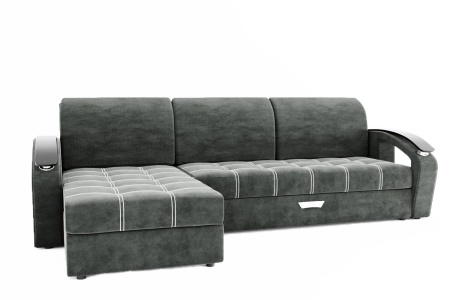 Диван Угловой Дубаи (Пружинный Блок) с Оттоманкой и Ножками-Кубышками (Ш-2750 х Г-1600 х В-750 мм)/Разные Цвета