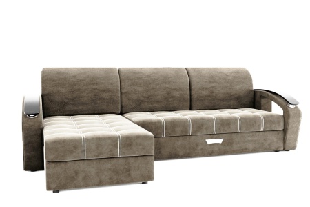 Диван Угловой Дубаи (Пружинный Блок) с Оттоманкой и Ножками-Кубышками (Ш-2750 х Г-1600 х В-750 мм)/Разные Цвета