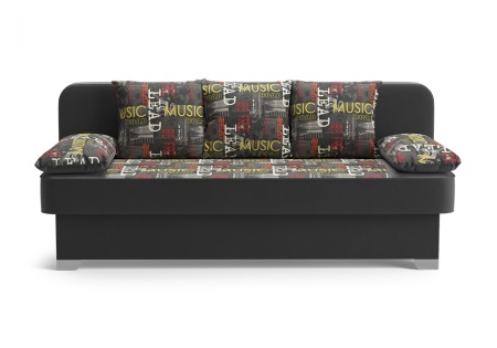 Диван еврокнижка Арвен темно-серый / принт Music Grafit